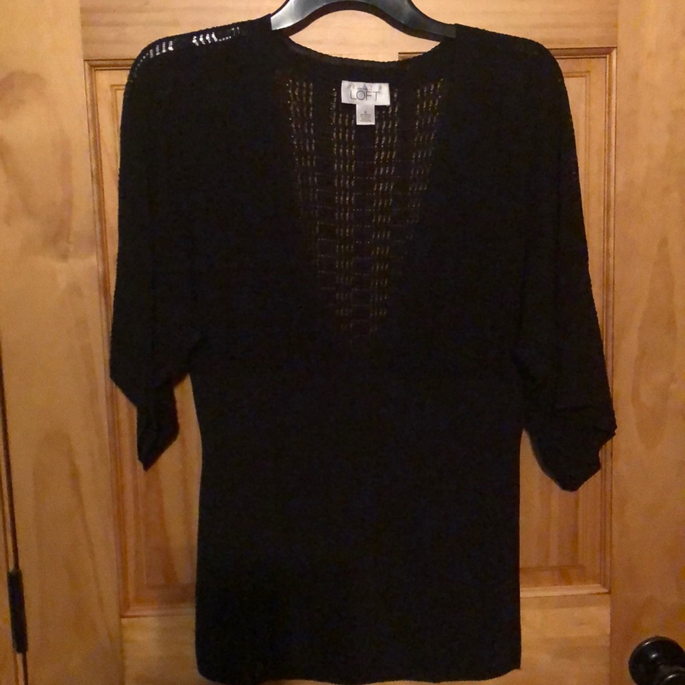 Black Loft short sleeved lightweight crocheted top